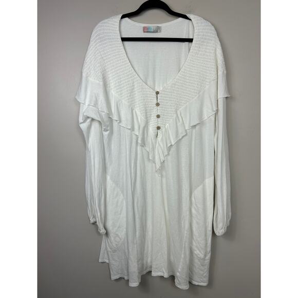 Free People Beach Aurora Mini Dress White Large Boho Cottagecore - Picture 3 of 9